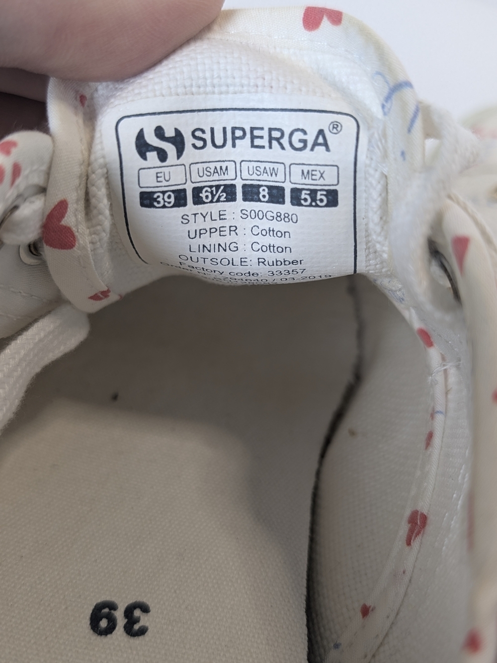 Superga 2750 Cotu Classic Hearts & Je T’aime White Canvas Sneakers Women Size 8 - Picture 6 of 7